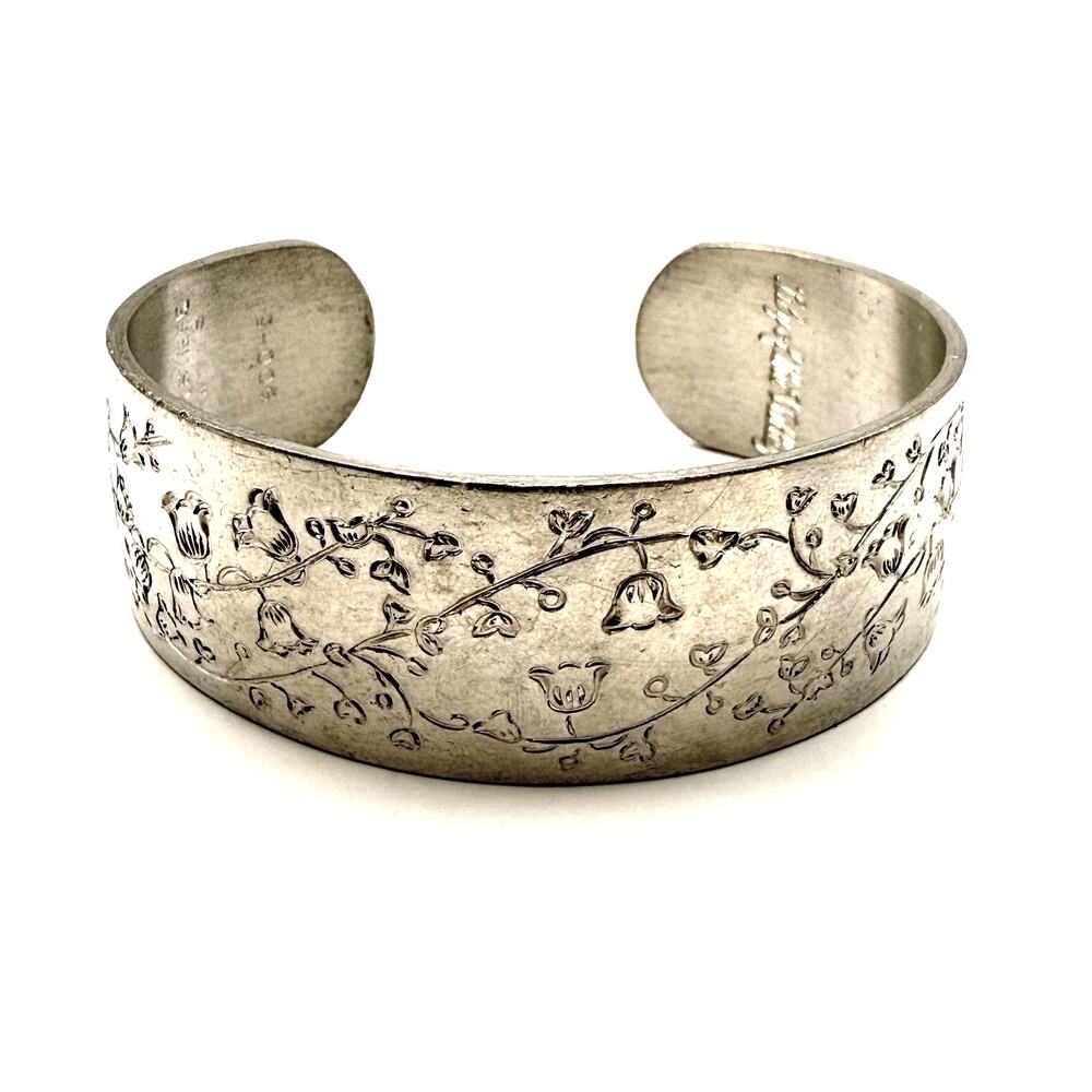 Kirk Stieff Pewter Lily of the Valley Cuff Bracelet & Brooch Set Vintage